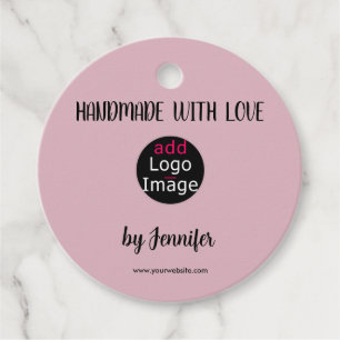 Handmade With Love Professional Customizable Pink Favor Tags