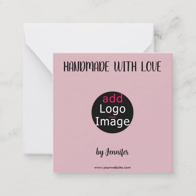 Handmade With Love Professional Customizable Pink Note Card (Front)