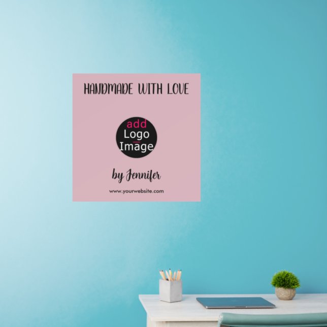 Handmade With Love Professional Customizable Pink Wall Decal (Home Office)