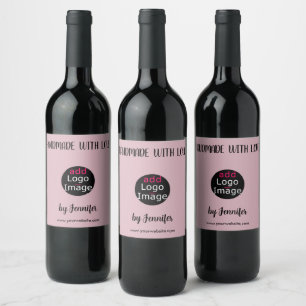 Handmade With Love Professional Customizable Pink Wine Label