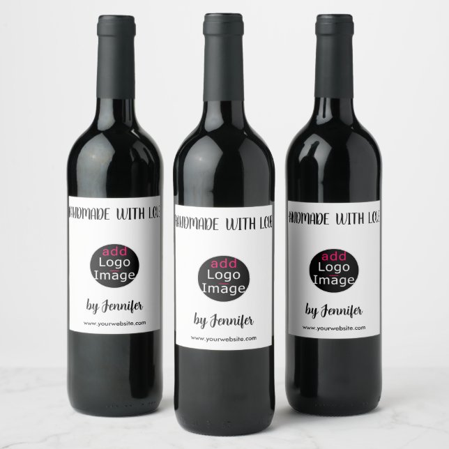 Handmade With Love Professional Customizable White Wine Label (Bottles)