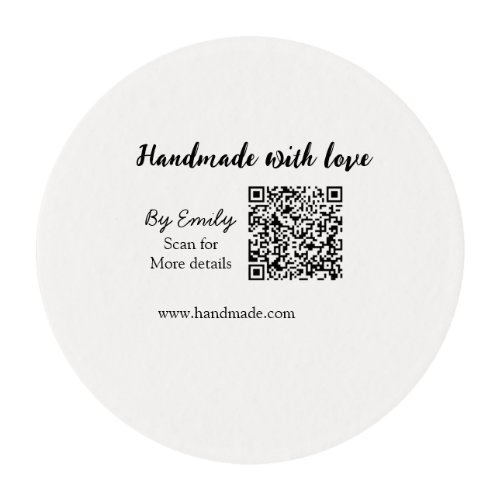 Handmade with love Q R code small business website Edible Frosting Rounds