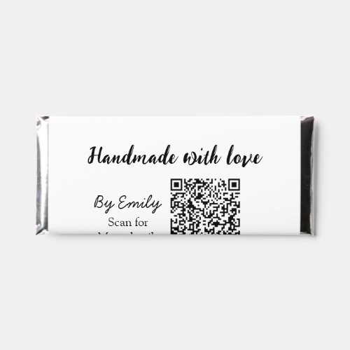 Handmade with love Q R code small business website Hershey Bar Favors