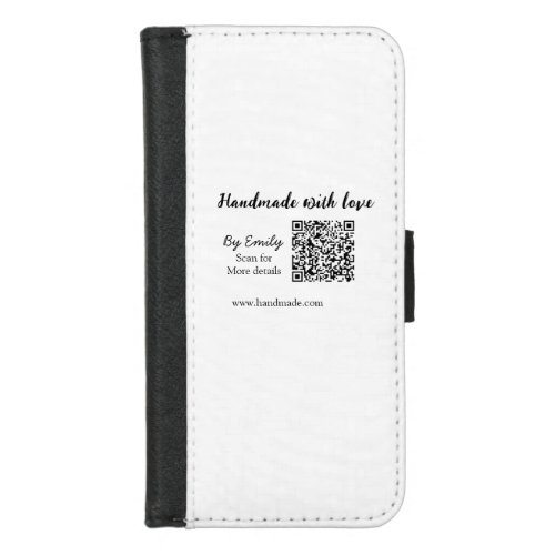 Handmade with love Q R code small business website iPhone 87 Wallet Case
