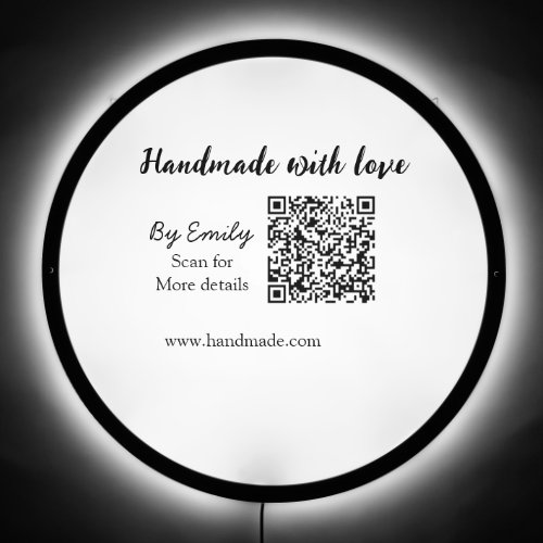 Handmade with love Q R code small business website LED Sign