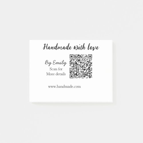 Handmade with love Q R code small business website Post_it Notes