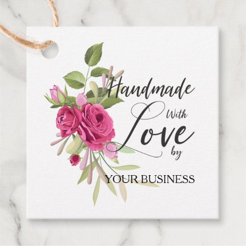 Handmade with Love Quote on Floral Garland Favor Tags