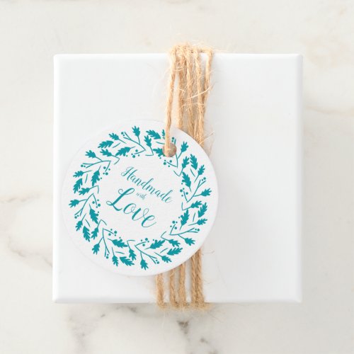Handmade with Love QuoteDesign in Aquamarine Favor Tags