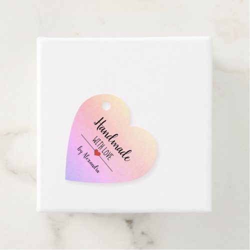 Handmade with love rainbow script  favor tags