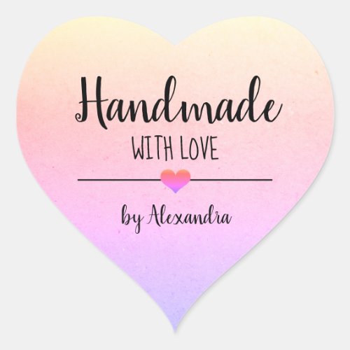 Handmade with love rainbow script  heart sticker