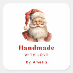 Handmade with Love Retro Christmas Santa Claus Square Sticker