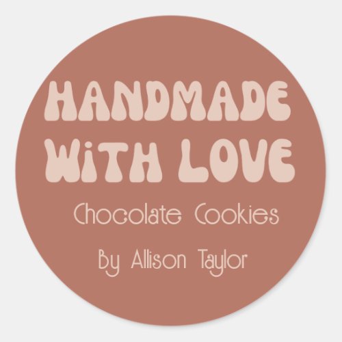 Handmade With Love Retro Personalized Baking Classic Round Sticker