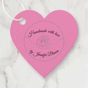 Handmade with Love Rose motif Product or Gift Tags