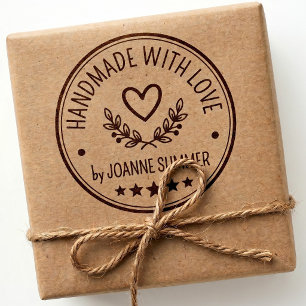 Handmade With Love - Round E-Commerce Branding Rubber Stamp