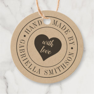 Handmade With Love Round Kraft Product Price Tag