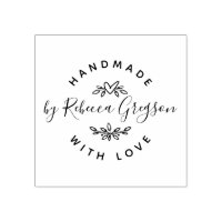 Handmade With Love | Rustic Heart & Leaves Wreath Rubber Stamp