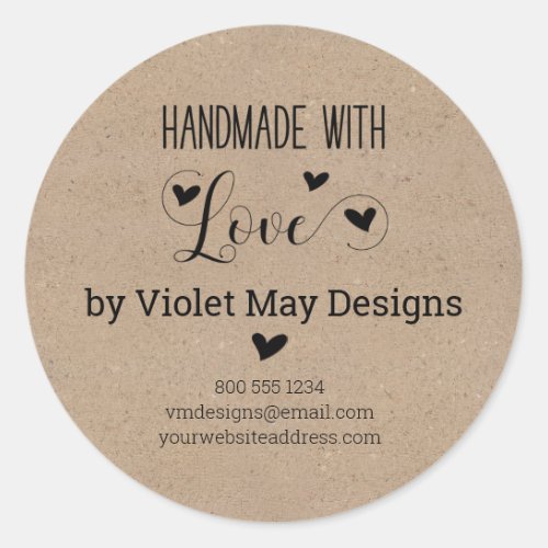 Handmade with Love Rustic Kraft Look Custom Labels