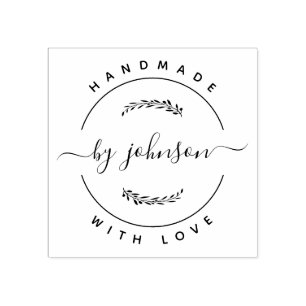Handmade With Love Rustic Rubber Stamp