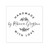 Handmade With Love | Rustic Script & Heart Wreath Self-inking Stamp