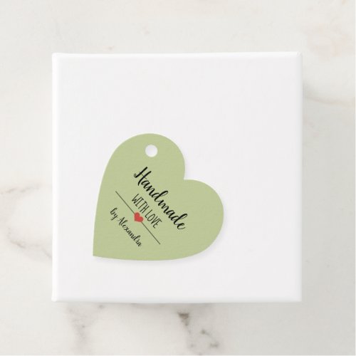 Handmade with love sage green favor tags