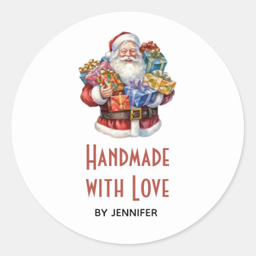 Handmade with Love Santa Claus Classic Christmas Classic Round Sticker