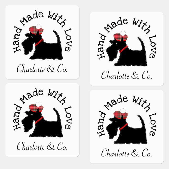 Handmade With Love Scottie Dog Cute Personalized Labels (Group)