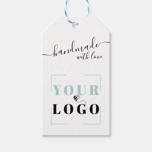 Handmade with Love Script  Add Your Custom Logo Gift Tags