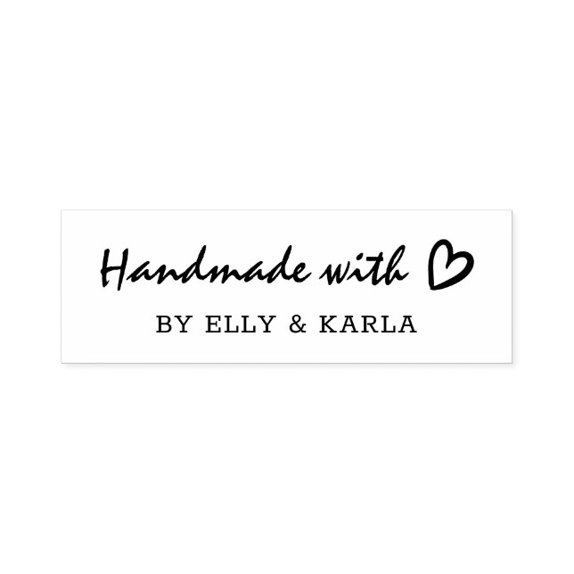 Handmade with Love Script Heart Business Self-inking Stamp (Design)