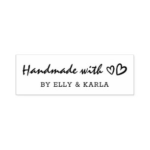 Handmade with Love Script Heart Personalized Self-inking Stamp