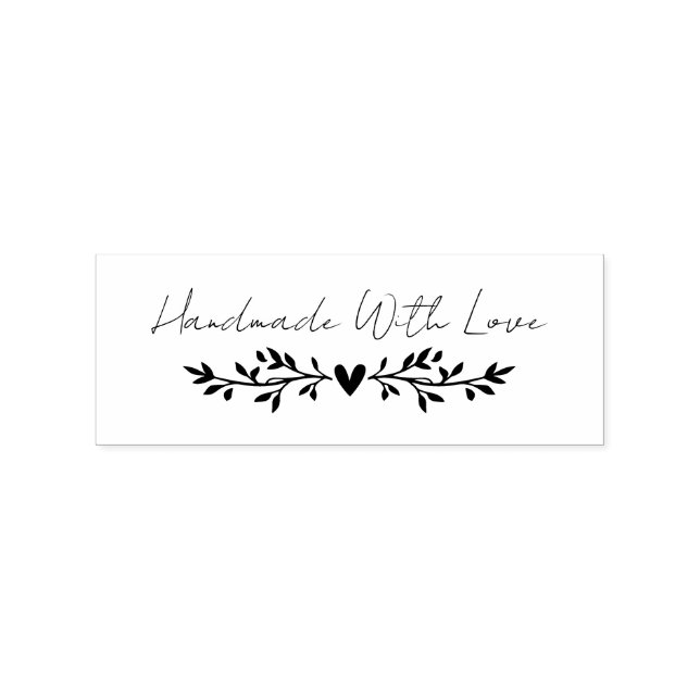 Handmade With Love Script Leaves Rubber Stamp (Imprint)