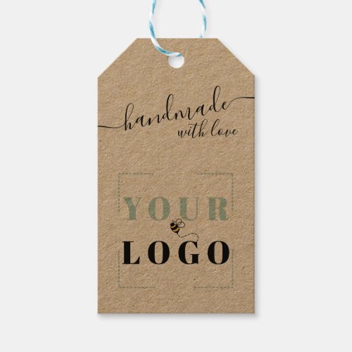 Handmade with Love Script  Your Business Logo Gift Tags