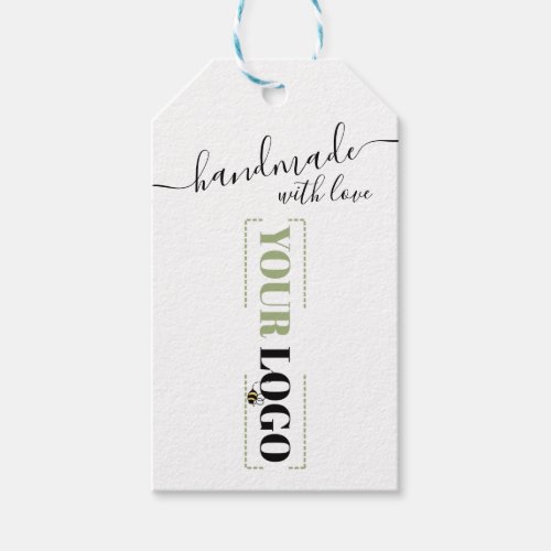 Handmade with Love Script  Your Company Logo Gift Tags