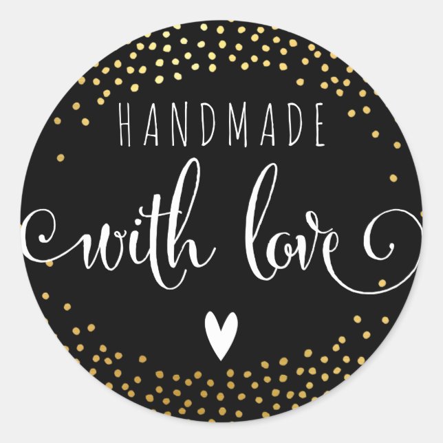 HANDMADE WITH LOVE SEAL cute gold confetti spot (Front)