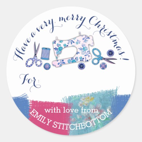 Handmade with love sewing machine Christmas label