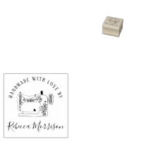 Personalized Sewing Rubber Stamp, Handmade with Love Custom Stamp