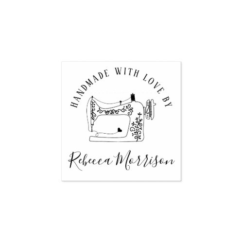 Handmade With Love  Sewing Machine  Custom Name Rubber Stamp