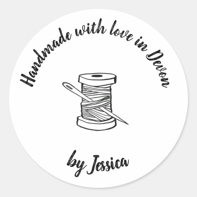 Handmade with love sewing sticker (Front)