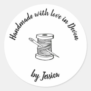 Handmade with love sewing sticker