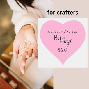 Handmade With Love Simple Pink Heart Price Tag