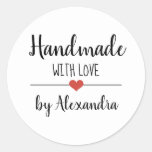 Handmade with love simple script custom classic round sticker