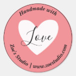 Handmade with Love, Simple Small Business Classic Round Sticker