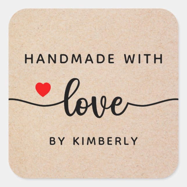 Handmade with Love Simple Square Sticker (Front)