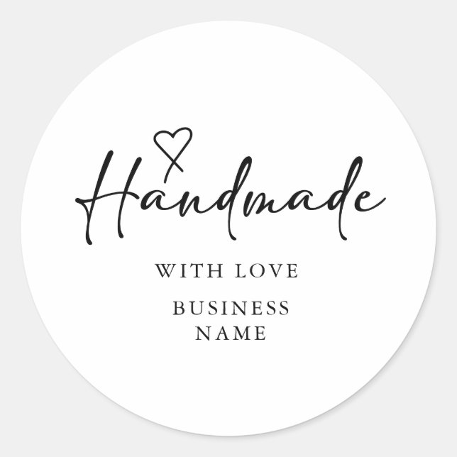 Handmade With Love Small Business Classic Round Sticker (Front)