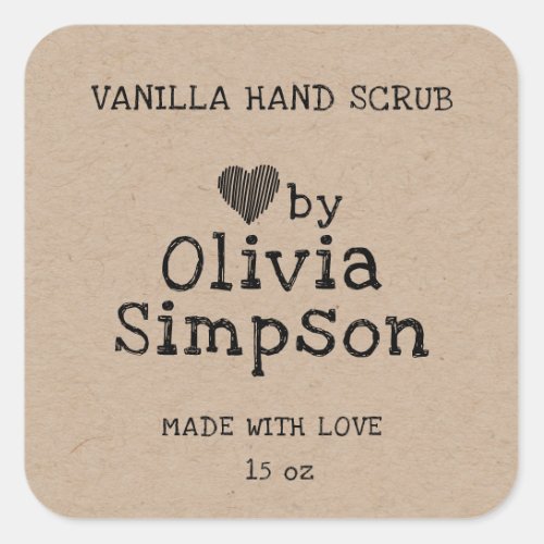 Handmade with Love Small Business Custom Square Sticker