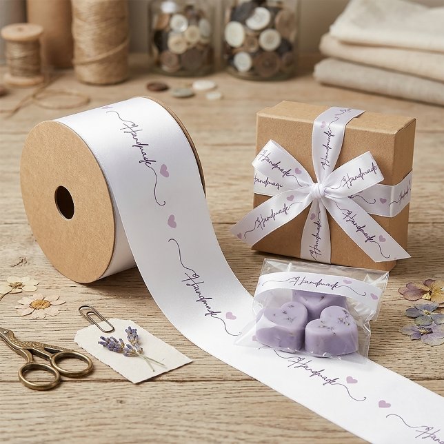 Handmade With Love Small Business Packaging Satin Ribbon (Creator Uploaded)