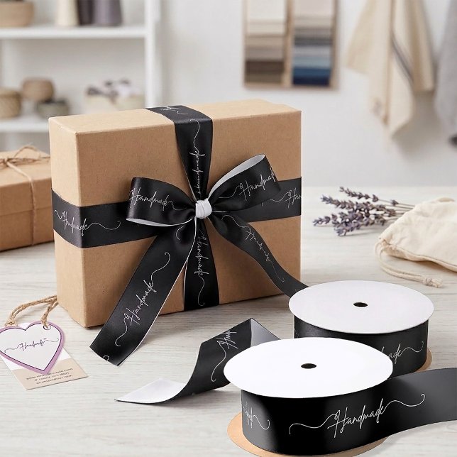 Handmade With Love Small Business Packaging Satin Ribbon (Creator Uploaded)