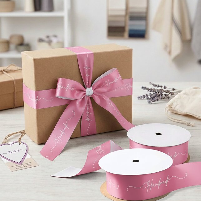 Handmade With Love Small Business Packaging Satin Ribbon (Creator Uploaded)