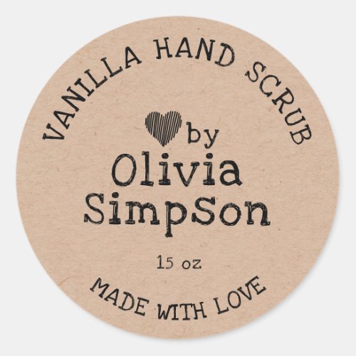 Handmade with Love Small Business Personalized Classic Round Sticker