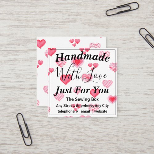 Handmade with Love Small Business Square Business Card