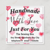 Handmade with Love Small Business Square Business Card | Zazzle